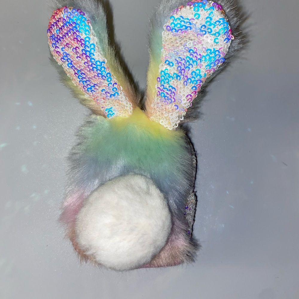Sequin Bunny Ears Plush Keychain